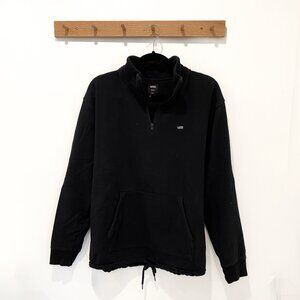 Vans Black Quarter Zip Sweater with Draw-String Hem Size Large